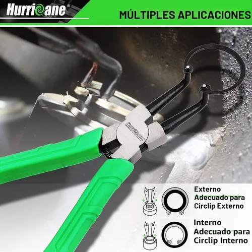 Vista 4 de HURRICANE Juego de 4 alicates de anillo a presión, kit de 17,78 cm de alicates de anillo elástico interno y externo, alicates de mandíbula recta