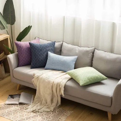 Vista 275 de MIULEE - Juego de 2 fundas de almohada decorativas de lino de arpillera navideñas, modernas, estilo campestre, rústicas, tejidas, con textura