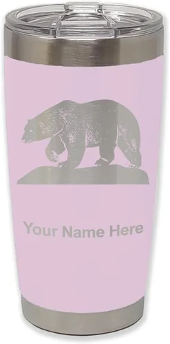 Vista 27 de LaserGram Vaso aislado al vacío de 20 onzas, oso polar, grabado personalizado incluido (negro)