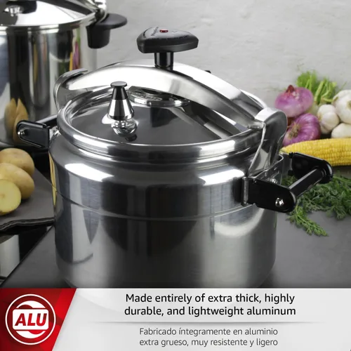 Vista 2 de MAGEFESA Chef - Olla a presión de aluminio de 16 cuartos de galón, tapa de acero inoxidable, base de termodifusión, 3 sistemas de seguridad, cocción