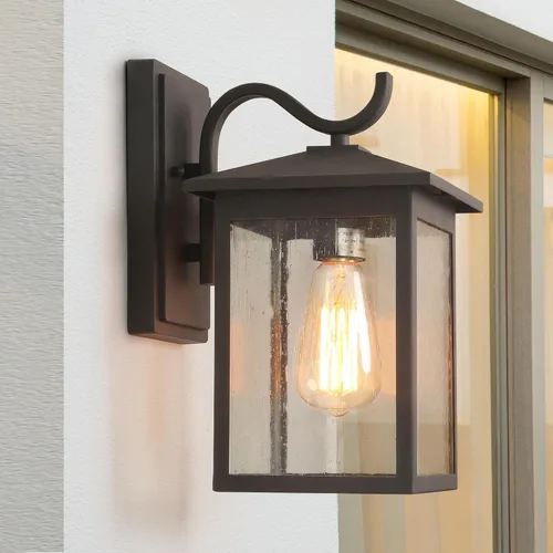 Vista 10 de Log BARN Faroles de pared para exteriores, aplique de 1 lámpara, lámparas exteriores de montaje en pared, luces de porche en acabado negro