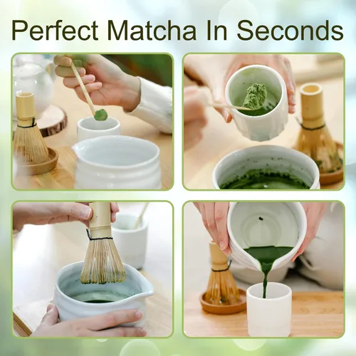 Vista 3 de Maredash Juego de Batidor Matcha, Batidor Matcha, Juego de Matcha, Batidor de Bambú, Kit Matcha, Agitador Matcha Chasen, Hecho de 100% Bambú