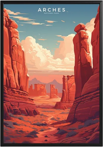 Vista 59 de Póster del Parque Nacional Acadia, arte abstracto de la pared, arte de pared de paisaje natural retro, impresiones artísticas de pared para oficina