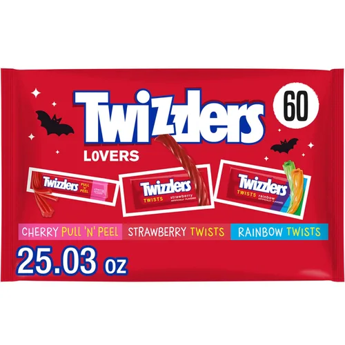 Vista 8 de TWIZZLERS Surtido estilo de regaliz saborizado, paquete de fiesta a granel de caramelo, 46.34 oz