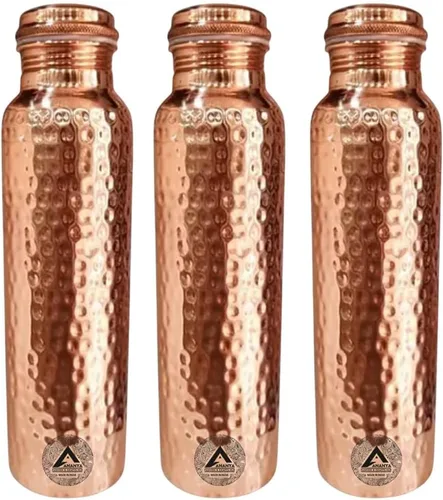 Vista 5 de ANANYA FASHION & CRAFTS HUB 34 Oz Hammered Copper Water Bottle – Handcrafted, Ayurvedic, Leak-Proof – Natural Wellness & Daily Hydration Solution