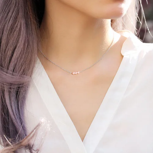 Vista 2 de Metzakka Sterling Silver Birthstone Choker Necklace, Handmade with 3 Dainty Real Healing Birthstone for Women Birthday Gifts