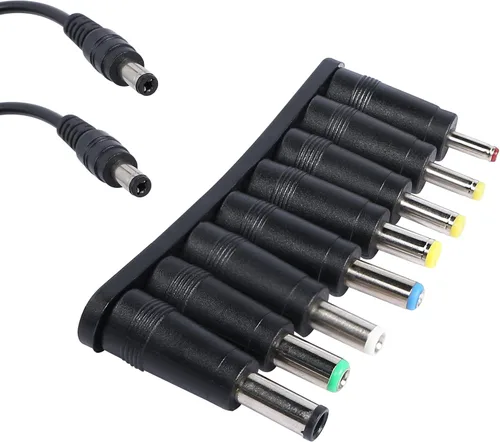Vista 5 de QIANRENON Convertidor de adaptador de corriente CC universal 8 en 1, enchufe de fuente de alimentación de CC de calibre múltiple, adaptador hembra a