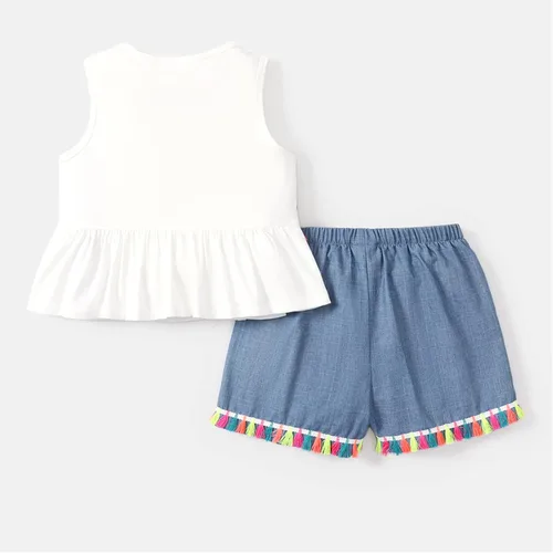 Vista 2 de L.O.L. Surprise! Girls Clothes Set Doll Print Sleeveless Tank Top and Shorts Kids Girl Clothes