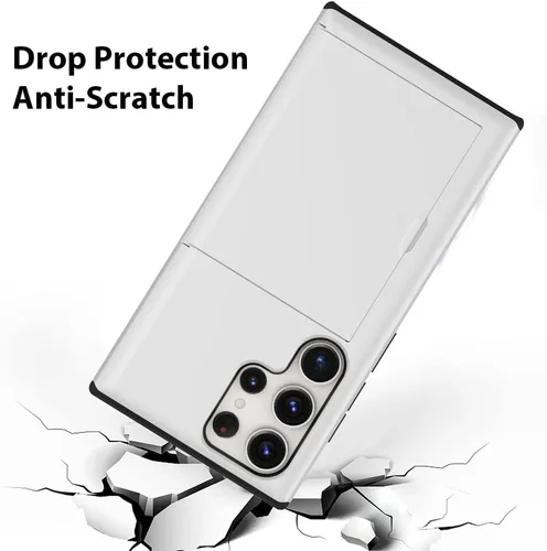 Vista 4 de ZIYE Funda tipo cartera para Galaxy S24 Ultra 5G con tarjetero - Blanco