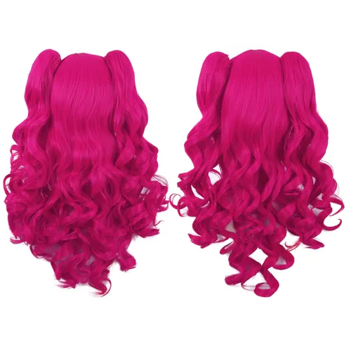 Vista 71 de Peluca MapofBeauty Lolita para disfraz, cabello largo, rizado, con coleta, Blanco