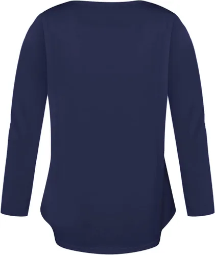 Vista 5 de Blusas de manga larga para mujer, con cuello en V, ajuste holgado, con botones, color liso, casual, para otoño 2023