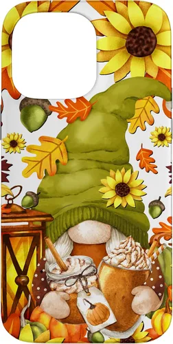 Vista 20 de iPhone 15 Hello Fall Gnomo para mujer, diseño de hojas de otoño, diseño de calabaza