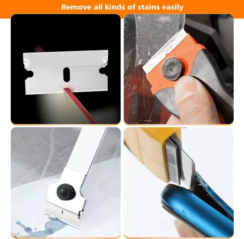 Vista 6 de EHDIS 100 cuchillas de afeitar – Cuchillas de afeitar de acero inoxidable con borde recto para rascador de pintura, cortador de caja, uso industrial