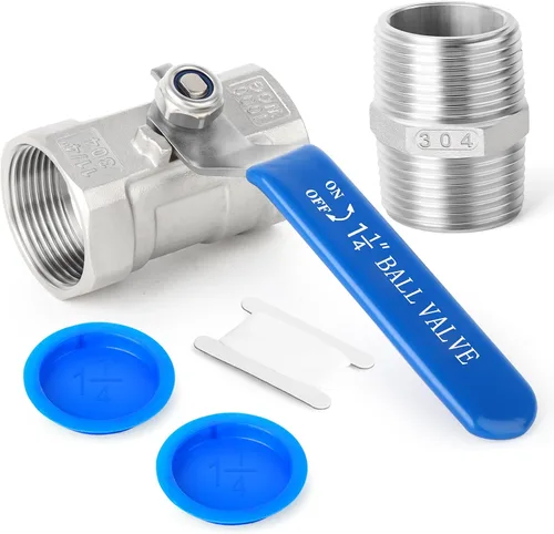 Vista 10 de TAISHER Kit de válvula de bola FNPT de 1 pulgada, acero inoxidable 304 con asas azules y pezón