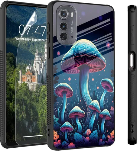 Vista 87 de Funda para Motorola Moto Edge 2022, cubierta trasera de vidrio templado con protector de pantalla, funda protectora a prueba de golpes para Motorola