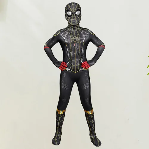 Vista 3 de Tikhell Enterizo de hombre arañas para niños, disfraz de superhéroe de Halloween, disfraz de cosplay de Halloween