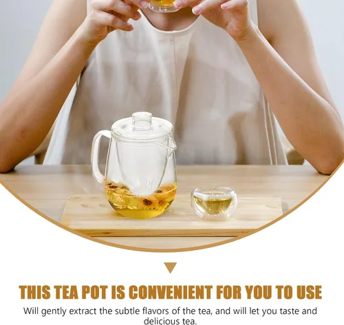 Vista 8 de Tetera de vidrio resistente al calor para té de hojas sueltas Cafetera perfumada transparente para adultos para hierbas verdes