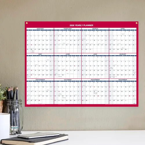 Vista 3 de AT-A-GLANCE Calendario borrable 2026, planificador de pared de borrado en seco, 12 x 16 pulgadas, pequeño, vertical-horizontal, reversible, compacto