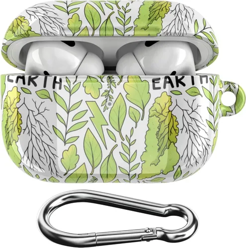 Vista 6 de Funda compatible con Airpods Pro Airpods 1, 2, 3 generación, sostenible, de cuerpo completo, diseño ecológico, funda de plástico con llavero Go