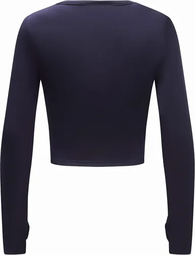 Vista 4 de OThread & Co. Camiseta corta de manga larga para mujer, cómoda con agujero para el pulgar, capa elástica básica