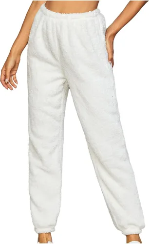 Vista 3 de Womens Plush Pants Casual Winter Solid Color Jogger Sweatpants Loose Soft Comfy Fleece Warm Home Pants