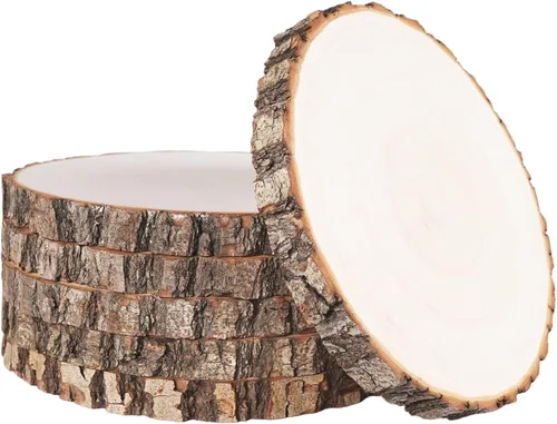 Vista 12 de ilauke - 6 rebanadas de madera para centros de mesa, círculos de madera de 7 a 8 pulgadas para manualidades