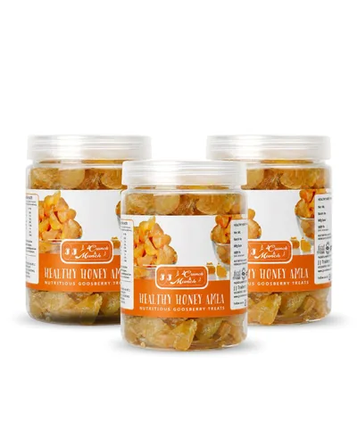 Vista 10 de J J Crunch N Munch Honey Amla Candy, sin azúcar, miel natural endulzada, grosella espinosa india, (4.23 oz)
