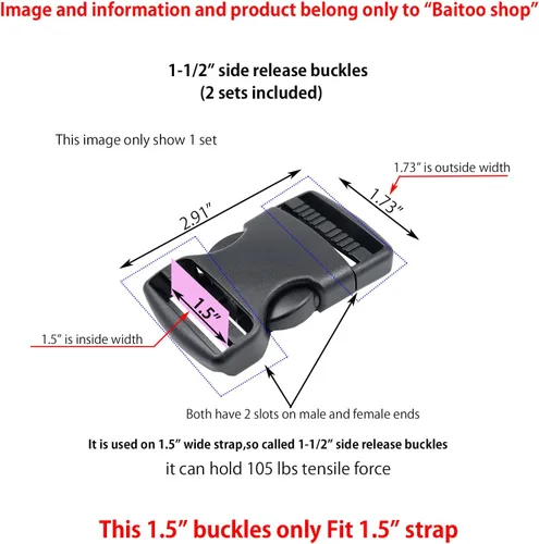 Vista 7 de Hebillas de liberación lateral Hebilla de plástico resistente Clips broches Mochila Hebilla Reemplazo para correa