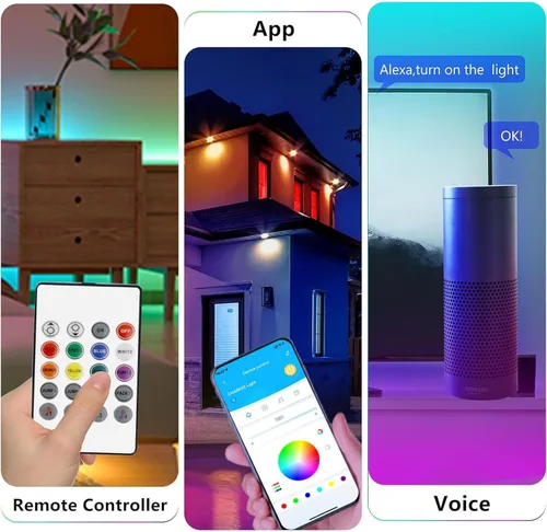 Vista 4 de GUPUP Luces LED WiFi de 50 pies, tira de luces LED controladas por aplicación inteligente, compatible con dispositivos Alexa y Google Assistant