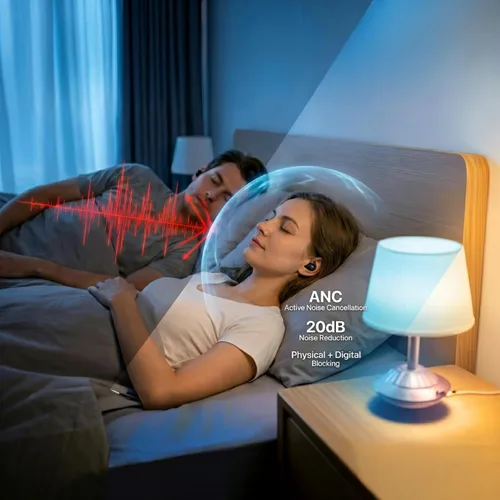 Vista 5 de Auriculares Bluetooth de perfil bajo con micrófono para dormir, trabajo, deportes, auriculares inalámbricos, graves estéreo, ruido blanco para Skin