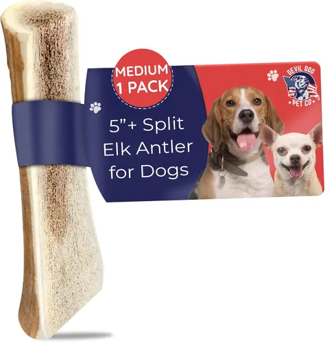 Vista 22 de Devil Dog Pet Co. Cuernos de alce divididos para perros, masticables naturales para perros con médula expuesta, larga duración y sin olor