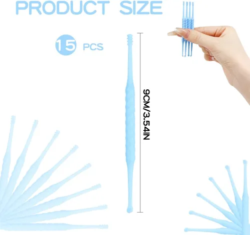 Vista 2 de FERCAISH 15 piezas desechables para oídos, limpiador de cera de oído, herramienta de limpieza de oídos, limpiador de cucharas para cuidado personal