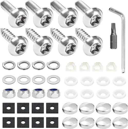 Vista 8 de Tornillos para placa de matrícula de 1/4 pulgadas, insertos de nailon, color negro nylon screw inserts, fastening hardware, fits frames and