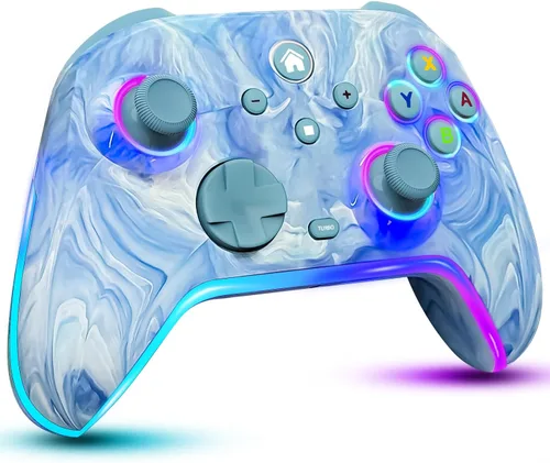 Vista 10 de Wireless Switch Controllers for Nintendo Switch/Lite/OLED/Switch 2, 1200mAh Rechargeable Pro Controller, 10 Colors LED Light up, Switch Turbo Remote