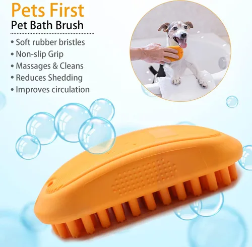 Vista 5 de Eilin Cepillo de baño para mascotas, cepillo de masaje, peine de silicona, cepillo de curry para masaje de perros y gatos, cepillo de ducha