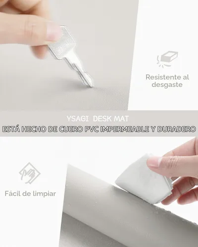 Vista 5 de YSAGi Alfombrilla de Escritorio de Cuero Antideslizante, Alfombrilla de Teclado para Escritorio de Computadora Portátil Impermeable, Protector