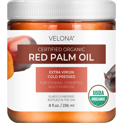 Vista 8 de velona Aceite de palma roja orgánico certificado por la USDA, 2 onzas líquidas, grado alimenticio y cosmético, en frasco, virgen extra, prensado
