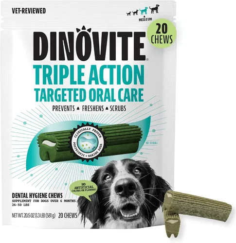 Vista 13 de Dinovite - Masticables dentales diarios para perros pequeños, refresca