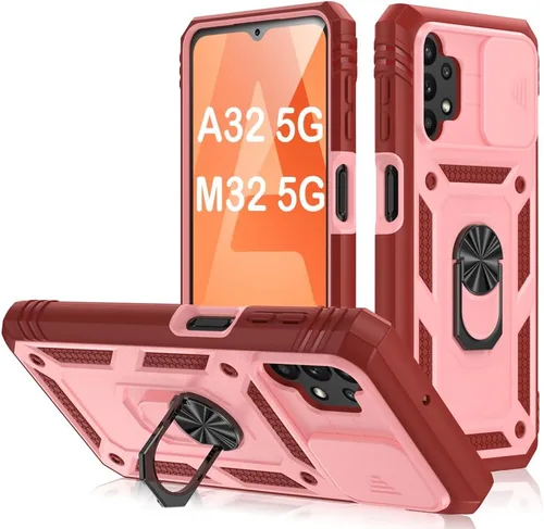 Vista 233 de PASNEW Funda militar para iPhone 13 Pro Max, cubierta de cámara deslizante y soporte de anillo de metal de 360°, carcasa rígida multicapa resistente