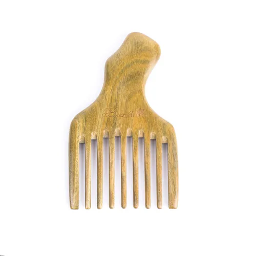 Vista 3 de Breezelike Peine de madera para cabello rizado, peine de madera de dientes anchos naturales para cabello rizado, peine de madera de sándalo sin
