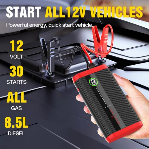 Vista 3 de Arrancador de batería de coche portátil, paquete de salto de 3000 A - 9L Gas/7L Deisel