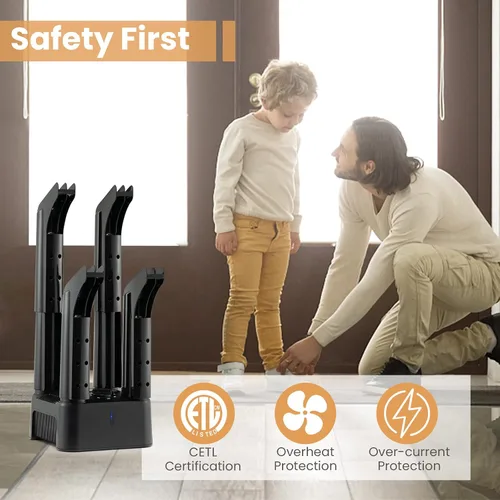Vista 7 de COSTWAY Secador de botas, secador de botas y desodorante con temporizador de 180 minutos, estándar CETL, tubos desmontables, soplador de calor