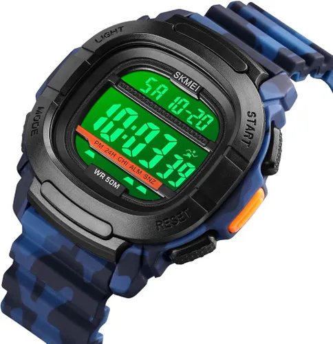 Vista 2 de SKMEI Reloj deportivo digital para hombre pantalla LED relojes militares de cara grande resistente al agua casual luminoso cronómetro alarma simple
