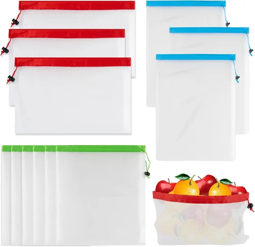 Vista 8 de MAQIHAN 6 bolsas reutilizables para productos – Bolsas de malla para productos con cordón, reutilizables, lavables, bolsas de almacenamiento