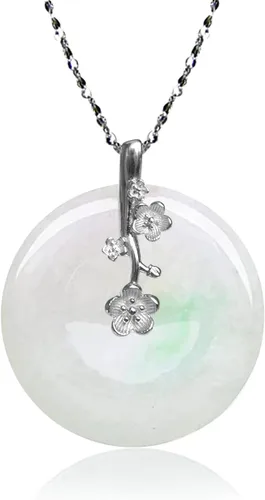 Vista 18 de Dahlia Collar eterno de jade en forma de círculo, jadeíta de grado A certificada de Birmania auténtica para la paz