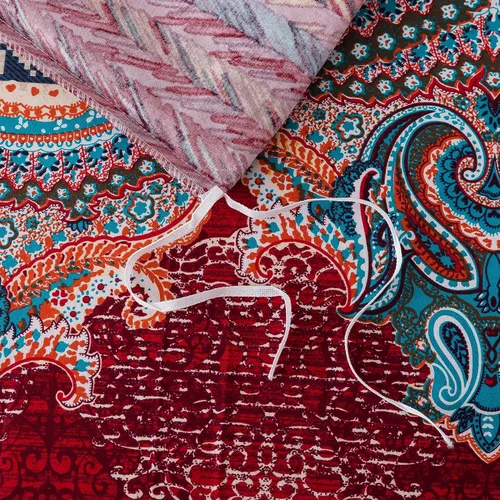 Vista 5 de FADFAY Juego de funda de edredón exótica bohemia, tamaño Queen, 100% algodón cepillado, suave, bohemio, estampado étnico, colorido, reversible