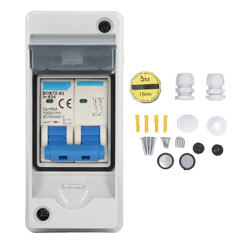 Vista 2 de Interruptor de desconexión PV DC 63A 1000V IP65 Interruptor de aislamiento solar con cubierta transparente Disyuntor de CC para sistema solar Hogar