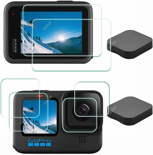 Vista 8 de ULBTER Protector de pantalla para cámara GoPro Hero 8 Hero8 negro + protector de pantalla de lente + cubierta de tapa de lente, protector de vidrio
