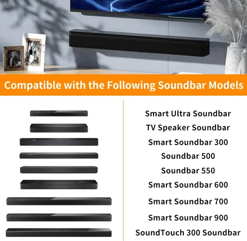 Vista 2 de tiebutie Soporte de pared para barra de sonido Bose WB-300 SoundTouch 300 300/500/550/600/700/900/950 Smart Ultra con kit de herramientas, soporte