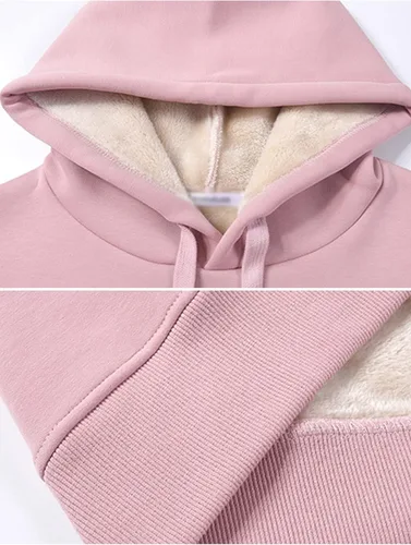 Vista 3 de Ayturbo Sudadera de manga larga con forro polar para mujer, casual, para invierno, cálida, con capucha